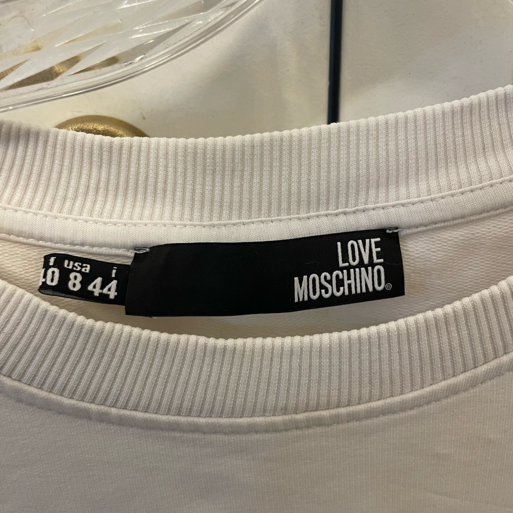 Love Moschino Butterfly Graphic Pullover Sweatshirt White Size 8 - Picture 3 of 5